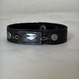 Crystal baguette soft leather cuff